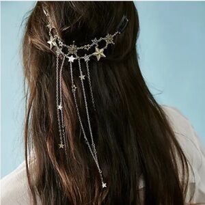 Free People Starshine Headpiece Silver Star Hair Chain